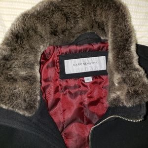 Andrew Marc Car Coat removable fur collar